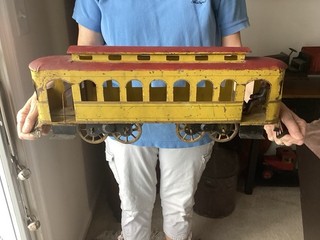 Antique Dayton Schieble 23” Hill Climber Trolly Tin Toy 1910