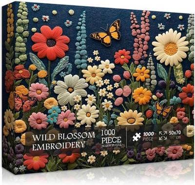 Wildflower Puzzle for Adults 1000 Pieces,Flower Plant Butterfly Art Themed, Spri