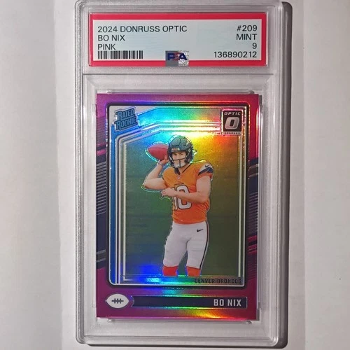 2024 Panini Donruss Optic Rated Rookie Bo Nix #209 Pink Prizm PSA 9