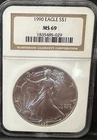 1990 $1 American Silver Eagle NGC MS69 Brown Label
