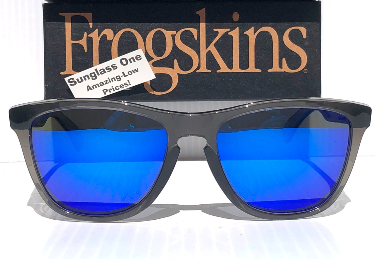 Oakley Frogskins Grey Smoke POLARIZED Galaxy Blue Mirror Lens
