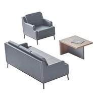 Arbeitszimmer-Set 3Tlg 3-Sitzer Sessel Couchtisch Modern Dunkelgrau