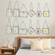12PCS Brass Wall Hanging Photo Frame Hanging Craft Frames Glass Decorative Frame