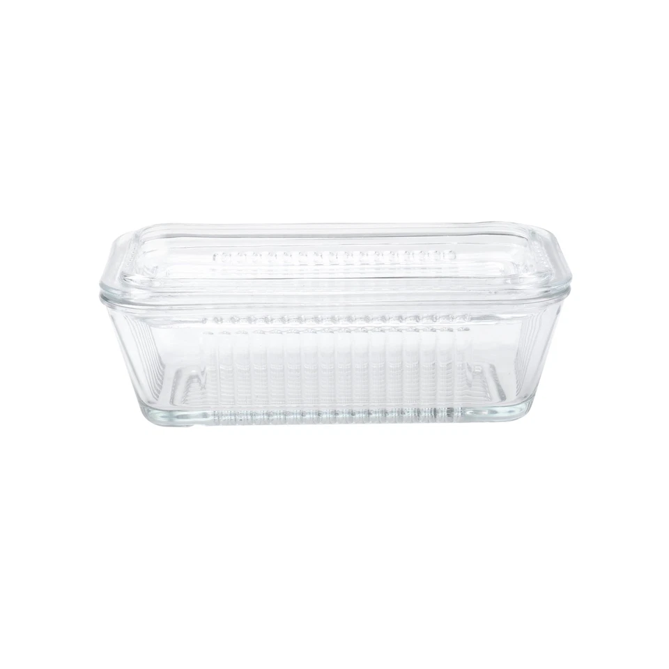 Reversible Glass Butter Dish Attractive Ribbed Design Dishwasher Safe 6 Inch - Image 2 of 3