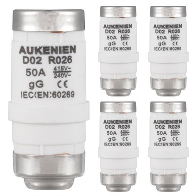 5 Stück Neozed Sicherung 50A D02 E18 400VAC Keramik Spirale Schmelzsicherung
