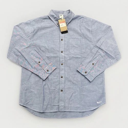 Nike Life camicia con bottoni uomo grande manica lunga Oxford blu FN3125 101