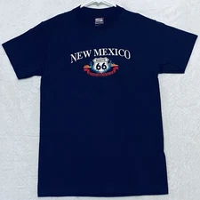 Sportex T Shirt Men’s Small Route 66 New Mexico Blue Short Sleeve Casual New