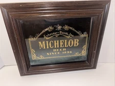 Vintage Michelob Beer Since 1896 Framed Mirror Sign Man Cave Bar Decor
