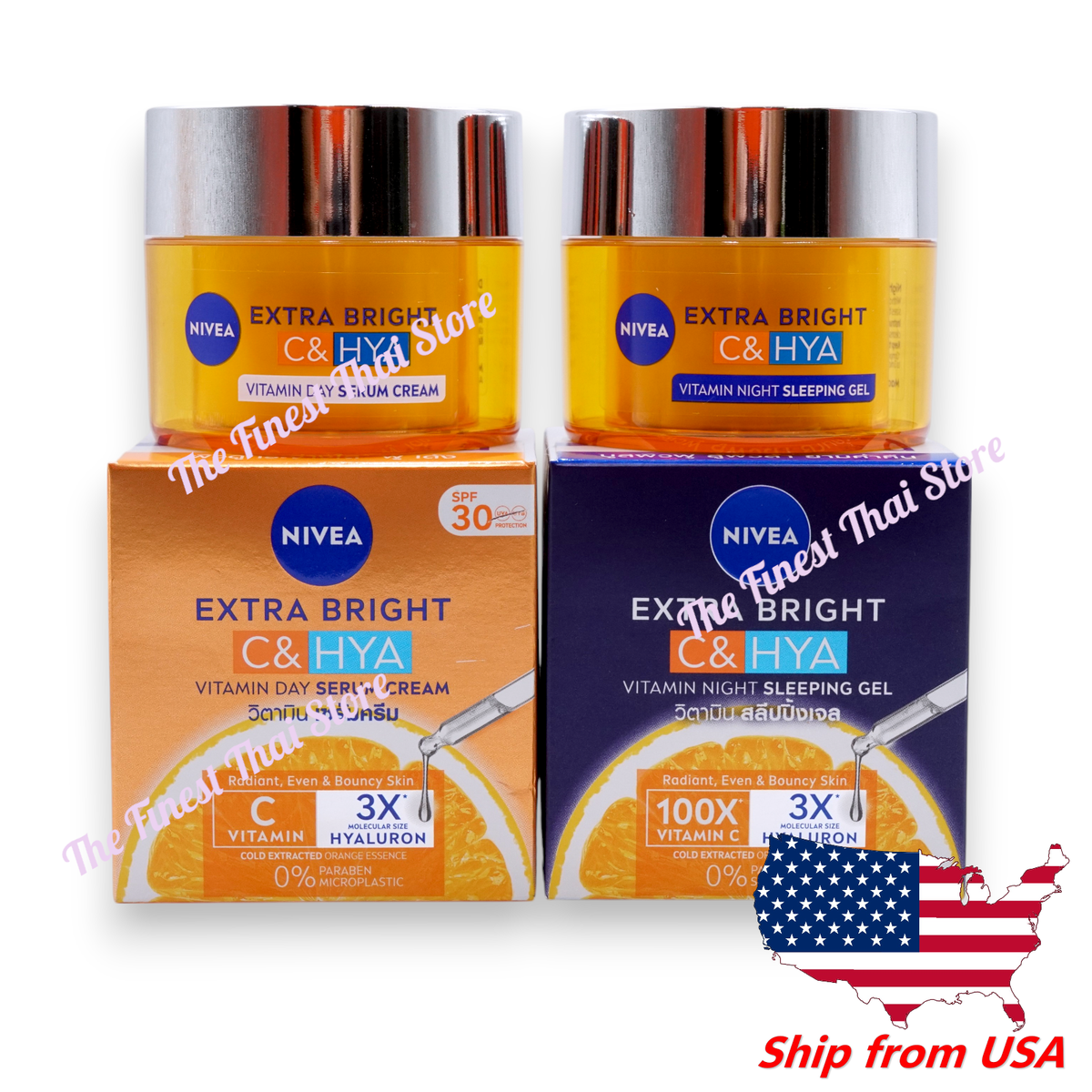 Nivea Extra Bright C & HYA Vitamin Day Serum Cream + Night