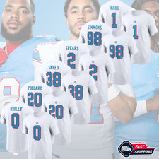US STOCK -Tennessee Titans 2026 Team White Name & Number: Ward, Simmons, Ridley.