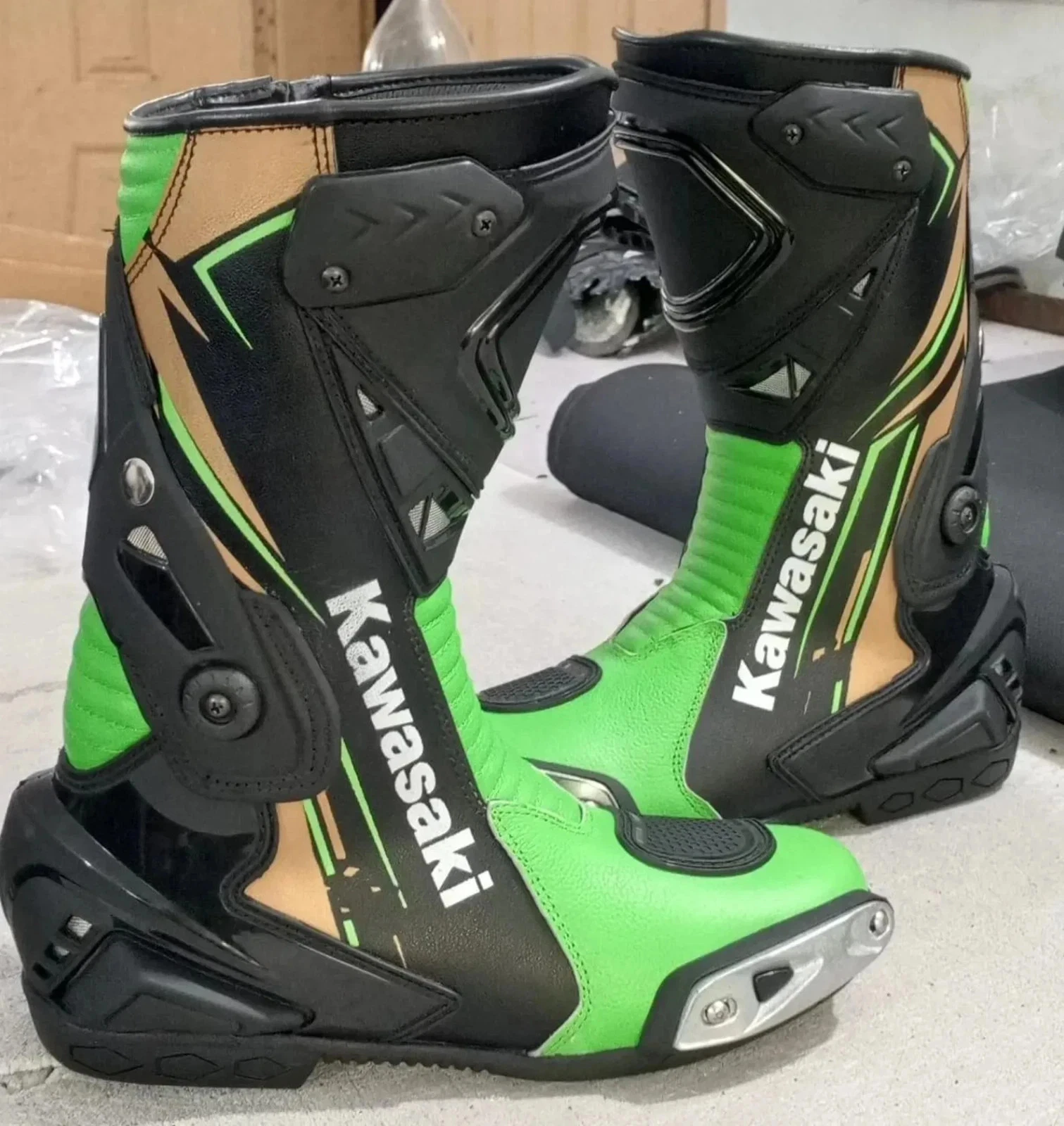 Racing Motorcycle Mens Leather Riding Shoes Motorbike Cowhide Leather Boots CE
