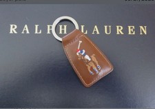 Polo RALPH LAUREN Key Chain FOB Big Pony Saddle Brown Leather Keychain