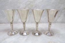 Roma S.L. Wine Goblets Silver Plate Stemware Vintage Madrid Spain 6" Lot of 4
