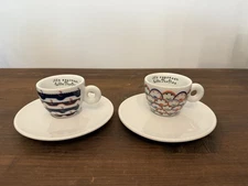 illy Art Collection GILLO DORFLES Espresso Cups & Saucers Set Of 2