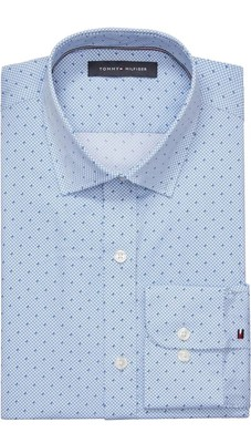 #ad Tommy Hilfiger Men#x27;s TH Flex Slim Fit Dress Shirt Light Blue 15 34 35 $35.16