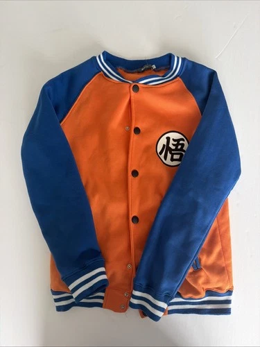 Dragon Ball Z Goku Kanji Varsity Jacket Orange Blue Anime Snap Front - product listing photo