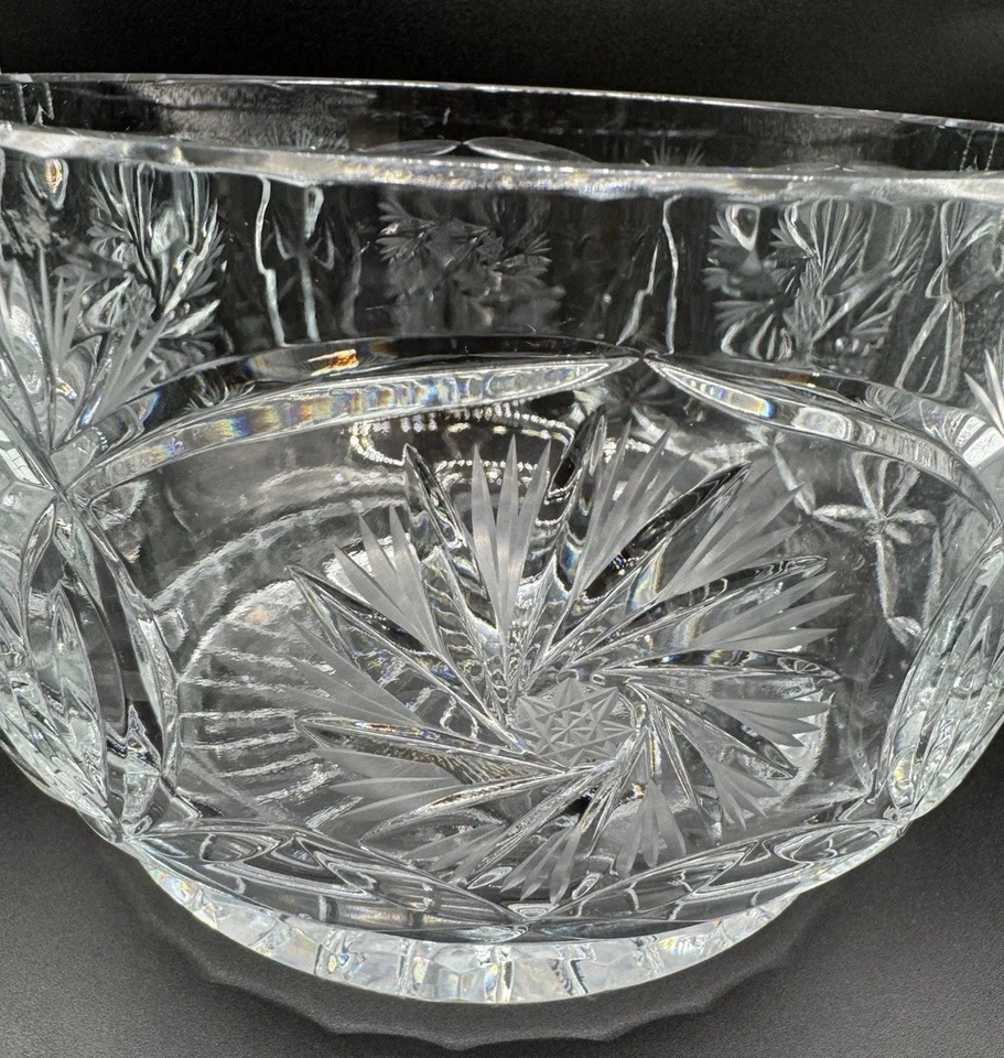 Cuenco de CRISTAL 24% Molinete de Cristal de Plomo y Patrón Starburst Hecho en Polonia Foto 3 de 4