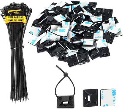 Zip Tie Mounts -  100PCS Cable Self Adhesive Mounts Set for Wire Management with