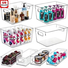 Clear Storage Bins Set 8 Pack BPA Free Stackable Organizers Home Storage New
