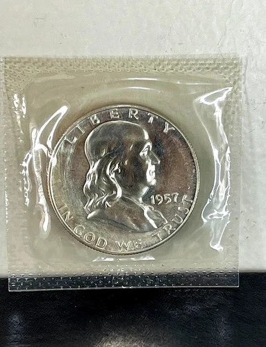 1957 Proof Franklin Silver Half Dollar in Original Cello-Cameo Features