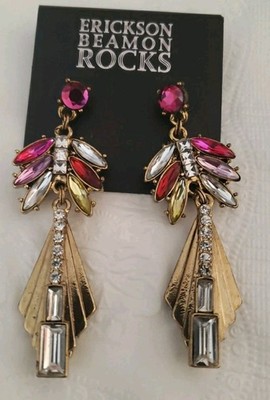 NWT Erickson Beamon Rocks Liner Tonal Pink Tropical Punch Post Earrings