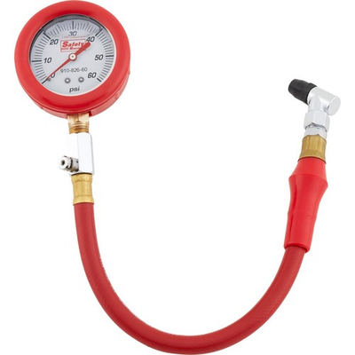 #ad Safety Racing Red Liquid Filled Tire Pres. Gauge w Hose 0 60 PSI $45.99
