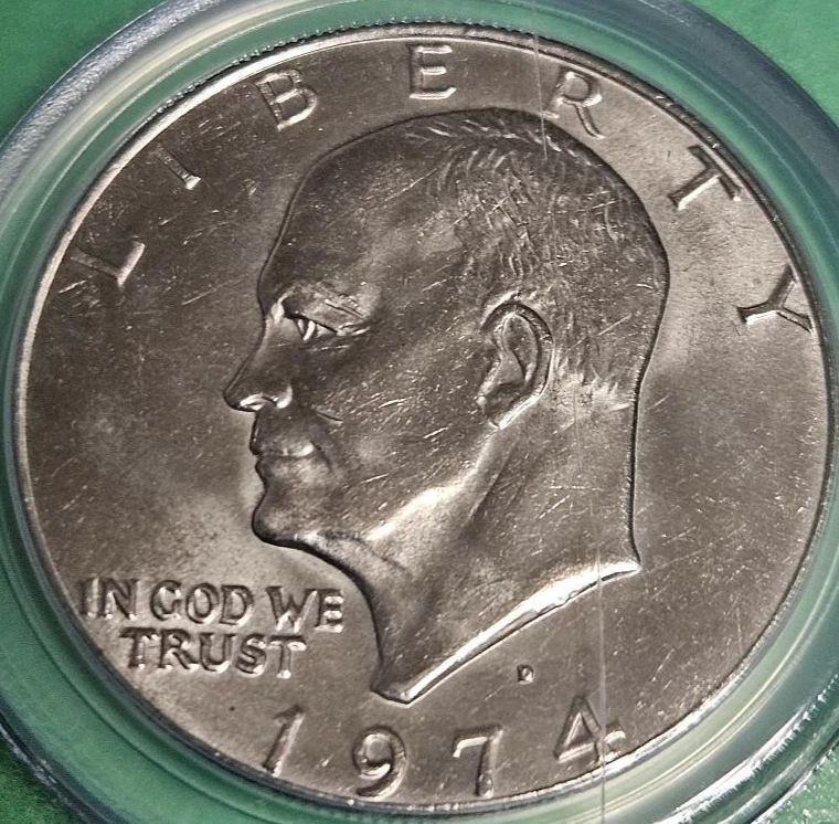 Dólar Eisenhower 1974 D como nuevo 64 graduación profesional IKE monedas de Estados Unidos IKE $1 sin circular Foto 3 de 4