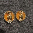 Swarovski Clip-on Earrings Red Enamel Crystals Gold Tone — photo 4