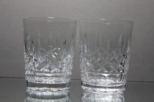VNTG Waterford Lismore Crystal 4-3/8” Double Old Fashioned Whiskey Glasses (2)