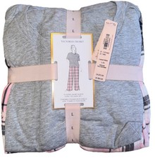NWT- Victoria  s Secret -Large- JAMA PJ SET- 2 Pc - Flannel- Short Sleeve- 64.95