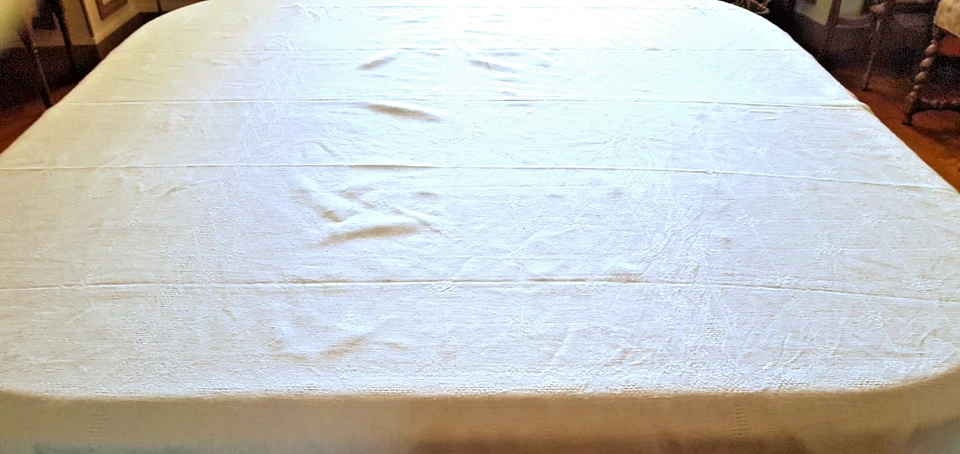 Nappe début XXe en coton damassé   - 220 cm x 160 cm - Photo 2/4