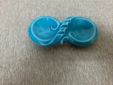 Vintage Ceramic MCM Blue Divided S Shaped Ashtray 