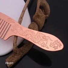 Pure copper handmade comb hair comb 6.25 inches long x 1.53 inches wide.