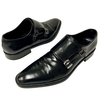 Hugo Boss Men Black Leather DOUBLE MONK STRAP Dress Shoe  display picture 1