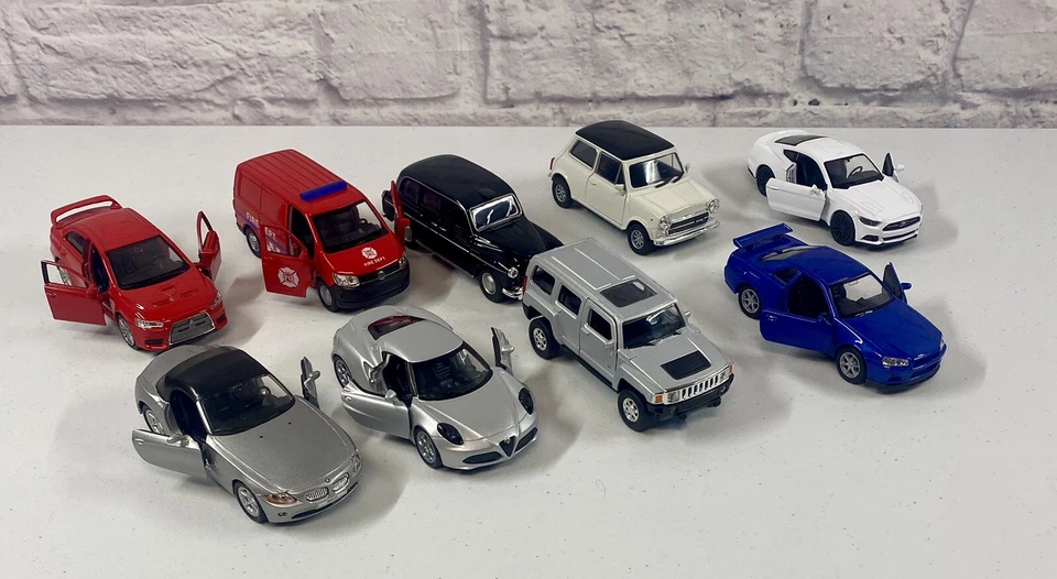 *NUEVO* Lote de 9 autos clásicos Welly Diecast Hummer H3 Mustang BMW 4,75 pulgadas Foto 3 de 4