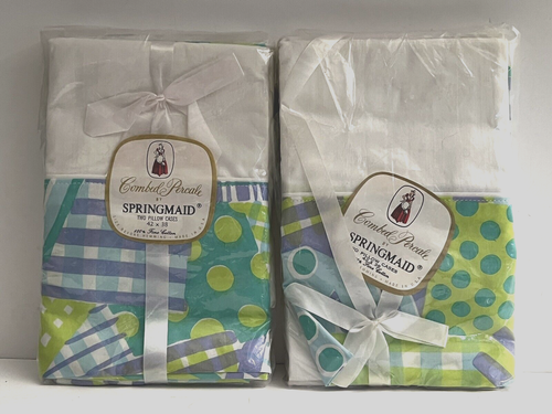 Vtg New Package Springmaid Combed Percale Fine Cotton Pillowcases NOS X2
