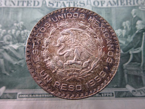 MEXICO 1 Peso 1959 0.100 Silver Jose Morelos Mexicanos World Coin h0808