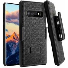 Samsung Galaxy S10 Plus Armor Built-in Class Case, Stand with Belt Clip