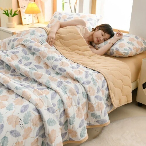 Florals Blanket Soft Skin-friendly Quilt Breathable Air Conditioning Comforter - Picture 37 of 43