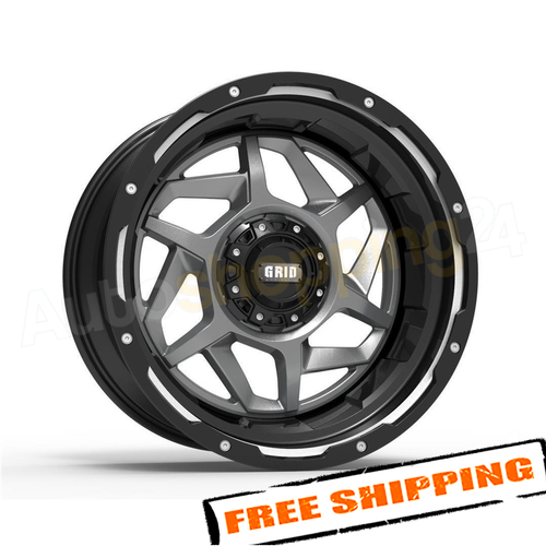 Grid Wheels 20x9 15 8x180 124.20 GD14 Matte Anthracite w/ Black Lip ...