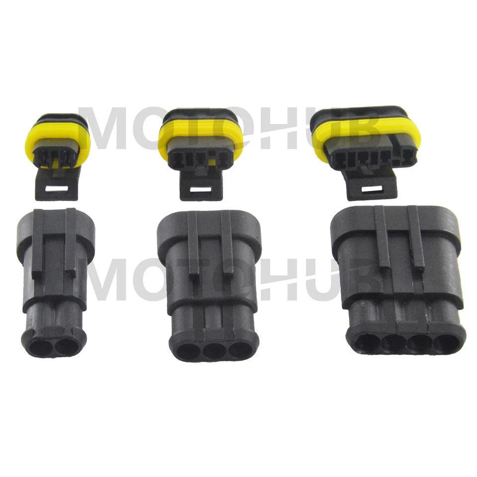 15SET 12Amp 2-Way 3-Way 2/3/4 Pin Car Super Seal Waterproof Wire Connector Plug - Image 3 of 4