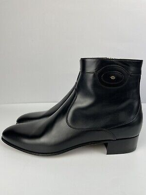 Gucci 719742 Men's Black Leather GG Ankle Boots New Waxed Gucci 719742 Men's Black Leather GG Ankle Boots New Waxed
