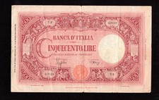 CINQUECENTO 500 LIRE BARBETTI GRANDE C REGNO D'ITALIA DECRETO 31/03/1943