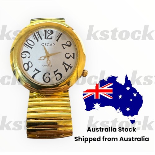 Gold Super Large Face Easy to Read Stretch Band Watch - BRAND NEW - Picture 2 of 4