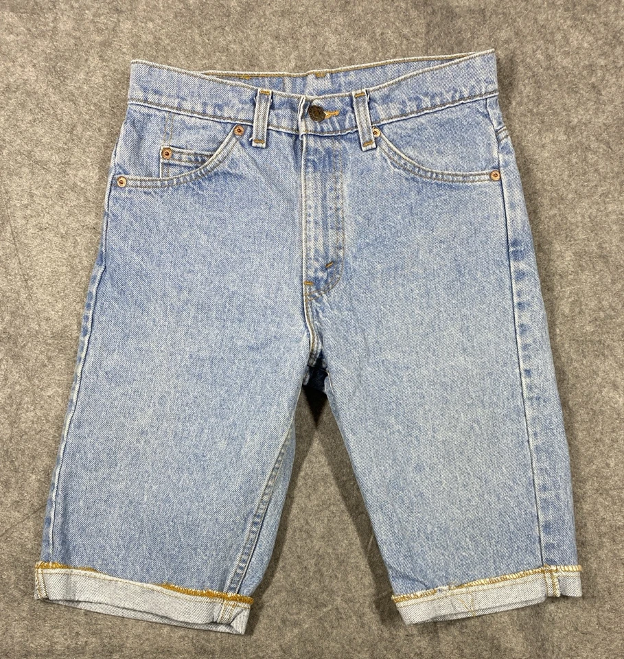 Pantalones Cortos Levis 505 Para Hombre Azul Bermudas Naranja Pestaña De Colección Años 80 EE. UU.