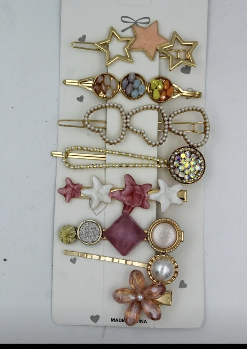 Pearl & 8 Multi Design Hair Clip, Hair Pin Card Hair