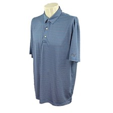 Greg Norman Men's Play Dry Short Sleeve Polyester Blue Stripe Golf Polo Shirt XL