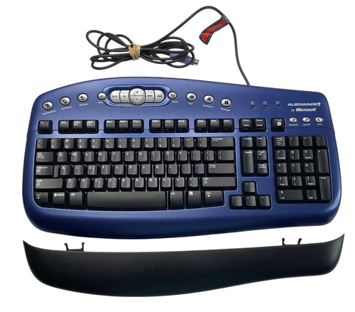 Microsoft Alienware KB-0168 Multimedia Keyboard Blue UNTESTED PARTS/REPAIR AS IS