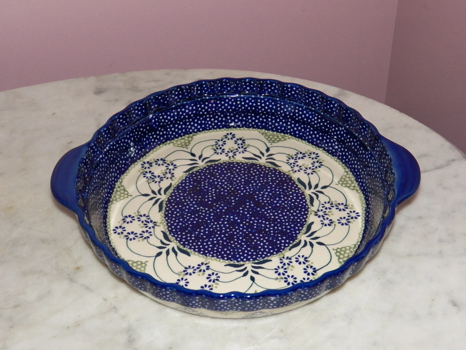 Polish Pottery Deep Dish Pie Baker! UNIKAT Signature Exclusive Cyndia Pattern!