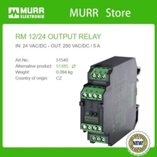 51540 MURR RM 12/24 OUTPUT RELAY IN: 24 VAC/DC - OUT: 250 VAC/DC / 5A 100% NEW